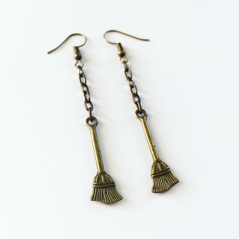 Witch Broom Stick Earrings Boho Halloween Wicked Wicca Wizard Etsy