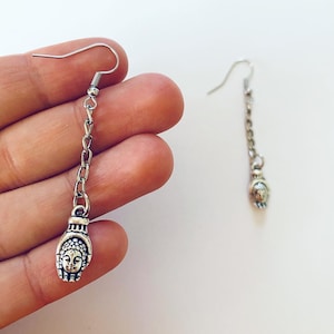 Buddha Face on Hand Earrings Amulet Protection Buddhism Buddhist Enlightenment Spiritual Philosophy Mantra Asian Temple Religious Meditation