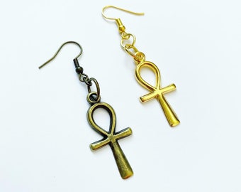 Pendientes de cruz de Ankh Antiguo Egipto Vida Jeroglífico Símbolo Gótico Gótico Punk Wicca Religioso Espiritual