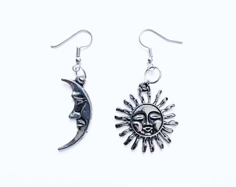 Pendientes Celestiales de Luna y Sol, Joyería de Astrología Mística