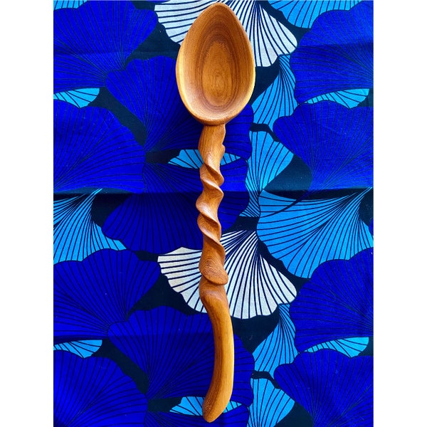 Sculptural Wooden Serving Spoon | Hand Carved Twisted Wood Spoon | Natural Modern Serving Utensil | Unique Serving Spoon