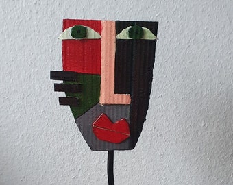 Interior Mask Abstract Face on Base, Abstract Art for Home Decor, Mask Picasso Face