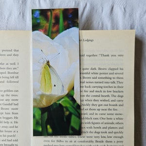 Cabbage White Butterfly Bookmark: Laminated, Single Sided Design, Nature Stationery Gift