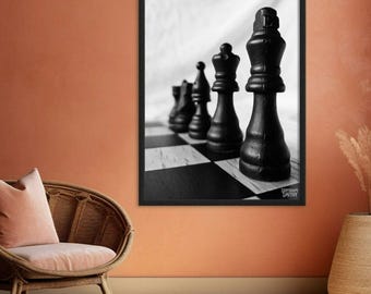 Black And White Chess Pieces Fine Art Print