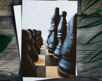 A5 Chess Board Opening Art Print (Black Chess Pieces)