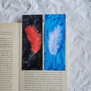 Crowley and Aziraphale Feathers Bookmark: Double Sided, Recycled Paper