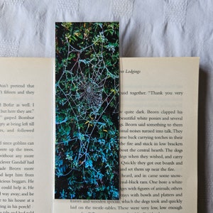Frosty Spider Web Bookmark: Gothic Stationery Gift