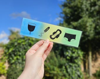 Menstruation Products Bookmark, IMPERFECT, Handmade, Laminated