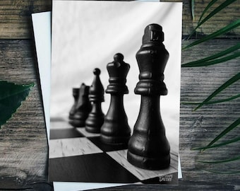 A5 Black And White Chess Art Print