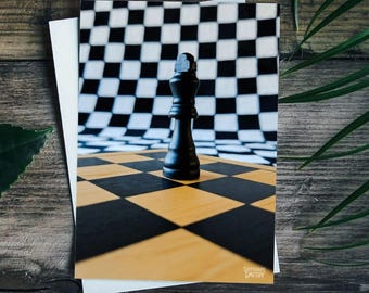 A5 King Chess Piece Art Print (Black)