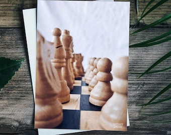 A5 Chess Board Opening Art Print (White Chess Pieces)