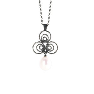 necklace with pendant: filigree1SWP blackened image 1