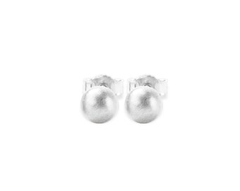 Boucles d'oreilles : plug boule large - argent 925 rhodié mat