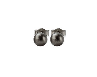 Boucles d'oreilles : plug boule large - argent 925 rhodié noir