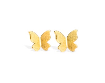 Boucles d'oreilles : plug papillon mini - Or 750