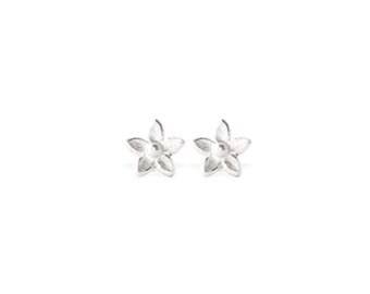 earrings: studs star flower - silver
