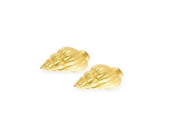 earrings: studs auger shell - gold