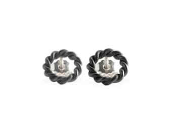 earrings: studs " Filigree1 groß" - blackened 925 sterling silver