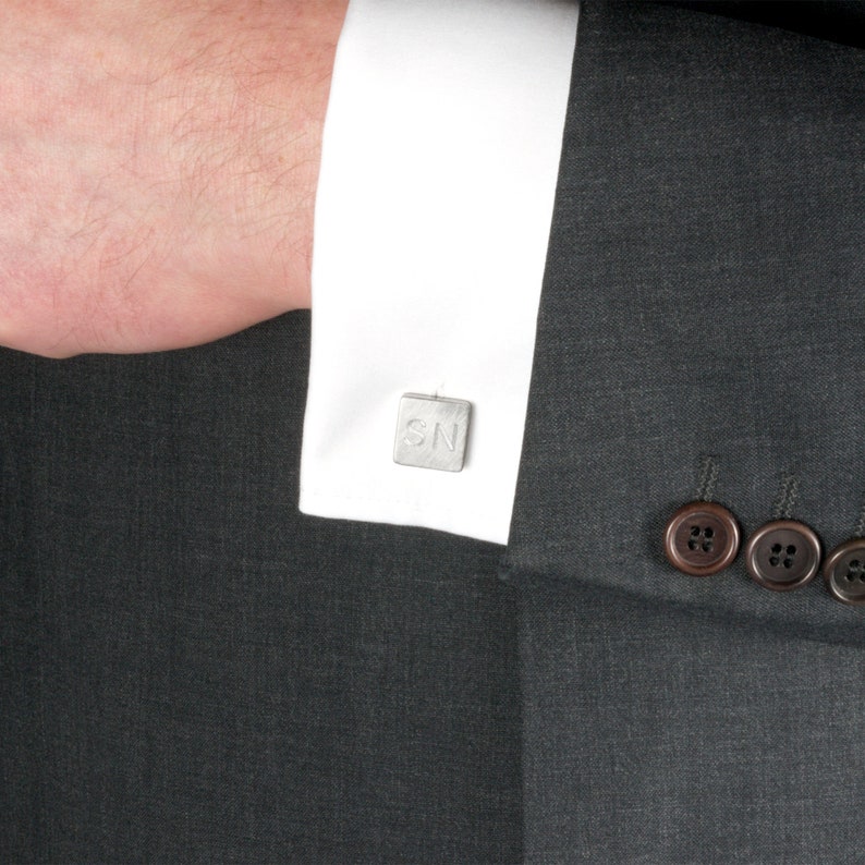 personalized cufflinks large initials square image 4