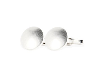 cufflinks Round - matted 925 silver