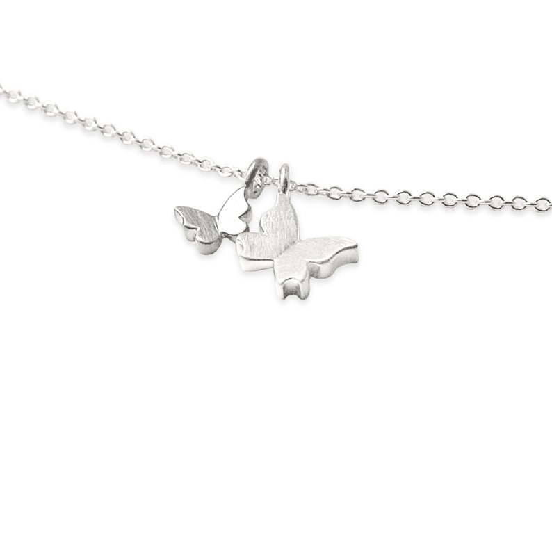 necklace with pendants: butterfly little and mini silver, white gold image 6
