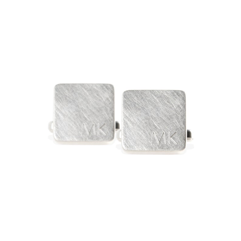 personalized cufflinks small initials square image 1