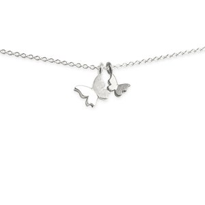 necklace with pendants: butterfly little and mini silver, white gold image 5