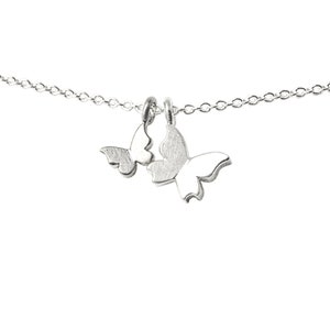 necklace with pendants: butterfly little and mini silver, white gold image 3