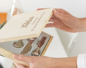 Personalisiertes Besteck für Kinder mit Gravur | Kinderbesteck inkl. Holzbox für Mädchen und Jungen