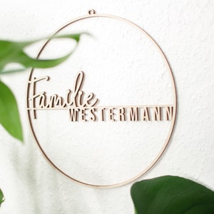 Türkranz personalisiert Familie | Türschild mit Namen aus Holz - ganzjährig, Kranz Haustür, Wandkranz mit Familiennamen
