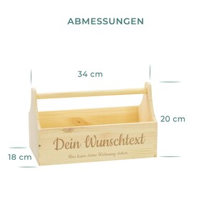 Personalisierte Werkzeugkiste aus Holz Werkzeugkasten als Geschenkkorb in verschiedenen Farben mit Wunschtext Präsentkorb Bild 10