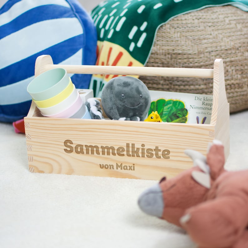 Personalisierte Werkzeugkiste aus Holz Werkzeugkasten als Geschenkkorb in verschiedenen Farben mit Wunschtext Präsentkorb Bild 5