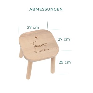 Kinderhocker Personalisiert Niers-Motiv Kinderstuhl aus Massivholz Geschenk für Kinder Höhe ca. 29cm Bild 6