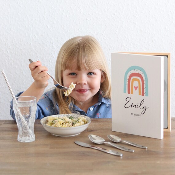 Buy Besteck Für Kinder Mit Gravur / Druck | Personalisiertes Kinderbesteck Inkl. Holzkiste Für Mädchen Und Jungen - Regenbogen Motiv Online in India