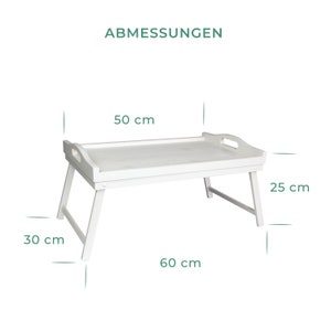 Frühstückstablett aus Holz in Natur und Weiß Betttablett mit Klappbeinen und Griffen ca. 60 x 30 x 25 cm Bild 10