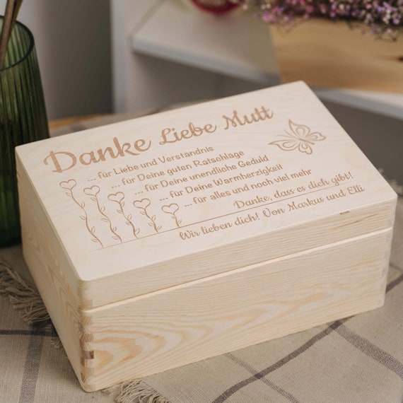Personalisierte Holzkiste als Geschenk für die Mama - Holzbox zur Aufbewahrung - M, XL