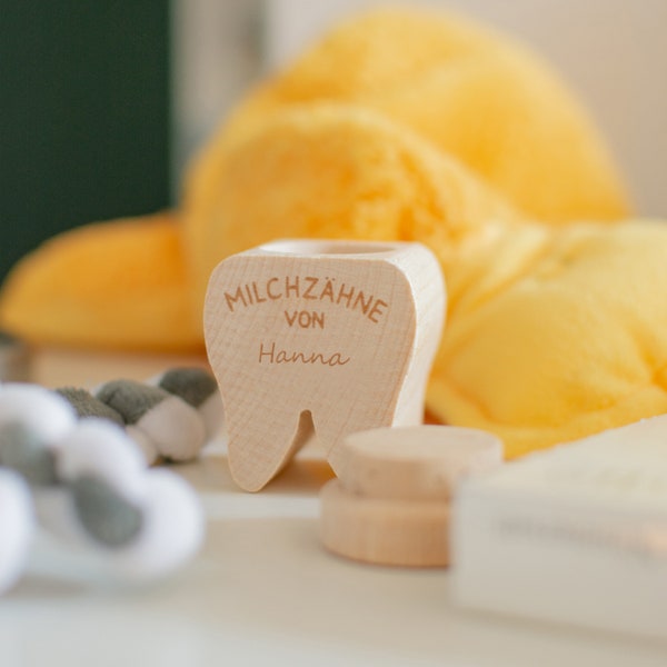 Milchzahndose mit Namen personalisiert | Zahndose aus Holz - Zahnfee Geschenk Junge & Mädchen