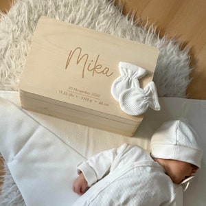 Erinnerungskiste Baby - Erinnerungsbox Kinder | Personalisierte Holzkiste zur Geburt - S, M, L, XL - Niers Holzkiste mit Gravur