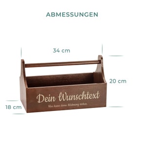 Personalisierte Werkzeugkiste aus Holz Werkzeugkasten als Geschenkkorb in verschiedenen Farben mit Wunschtext Präsentkorb Bild 8