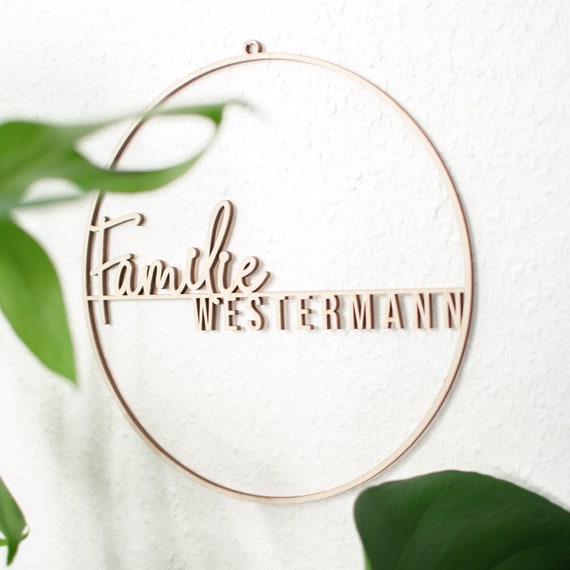 Türkranz Personalisiert Familie | Türschild Mit Namen Aus Holz - Ganzjährig, Kranz Haustür, Wandkranz Mit Familiennamen