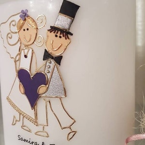 Wedding candle oval bridal couple playful in gold 150/135 mm. image 9