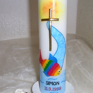 The source with rainbow fish candle 26.5/6 cm. image 1