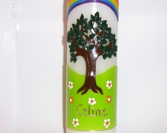 Candle tree of life yellow-green 40 /4 cm.