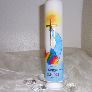 The source with rainbow fish candle 26.5/6 cm. image 4