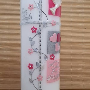 Kerze Blütenranke in pink-rosa 270/70mm. afbeelding 1