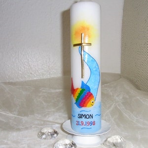 The source with rainbow fish candle 26.5/6 cm. image 2