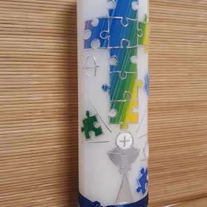 Puzzle Cross 4 silver table candle 26.5/6 cm.