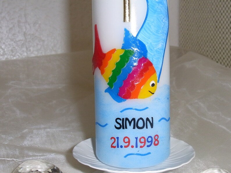 The source with rainbow fish candle 26.5/6 cm. image 3