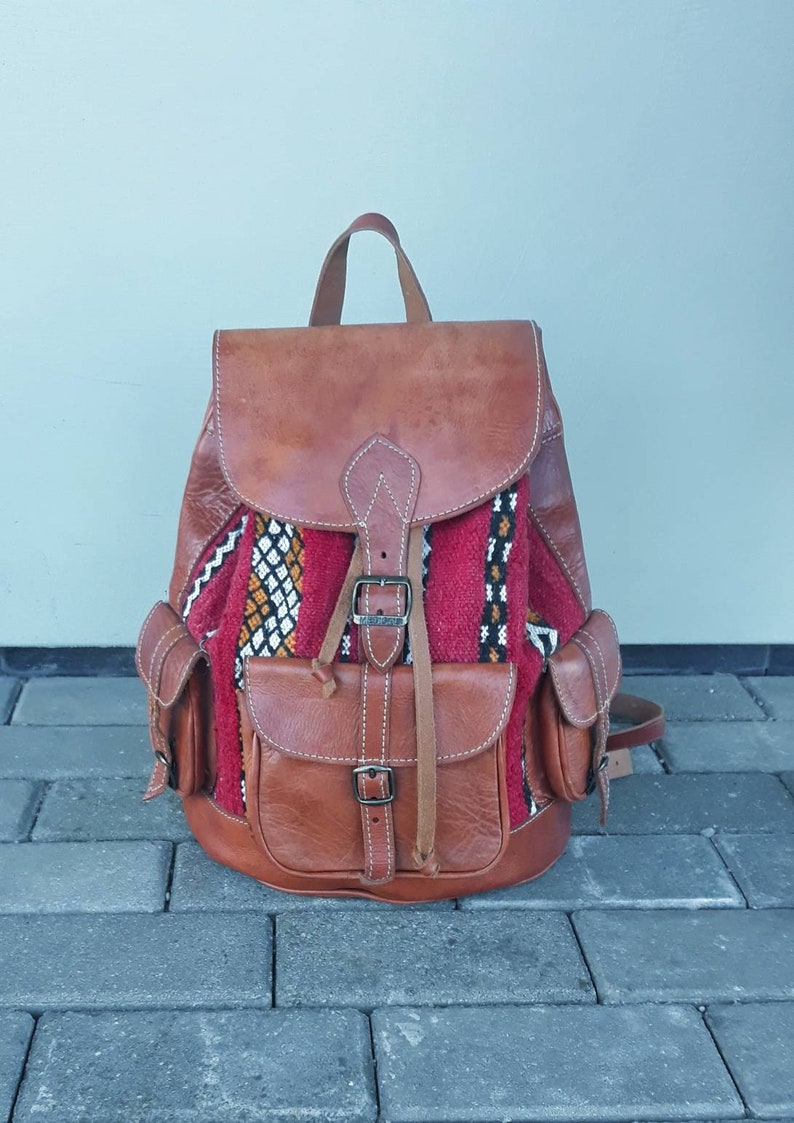 Vintage Brown Leather Handmade Backpack Bag