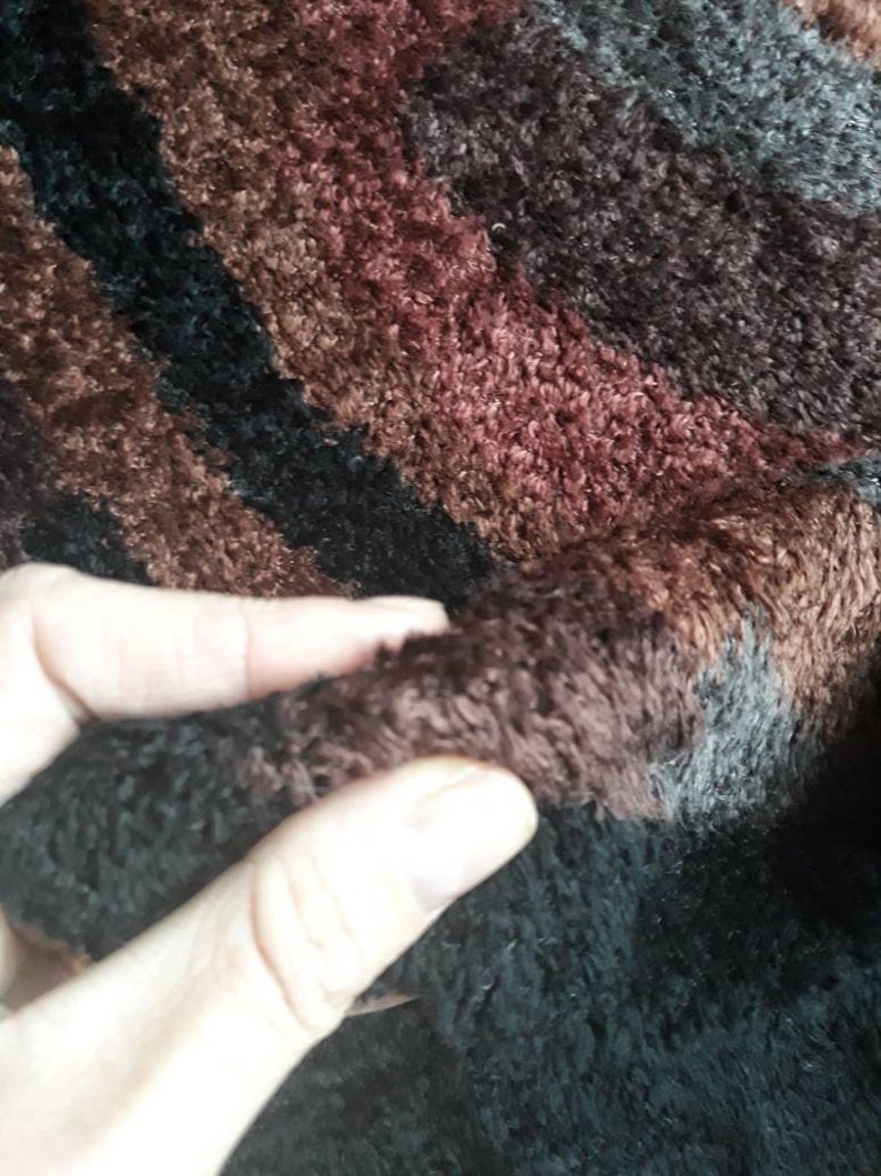 Long Sleeve Sweater Long Knitted Pullover Vintage Fluffy L Size Sweater Fuzzy Black Abstract Sweater Snuggly Brown Geometric Sweater